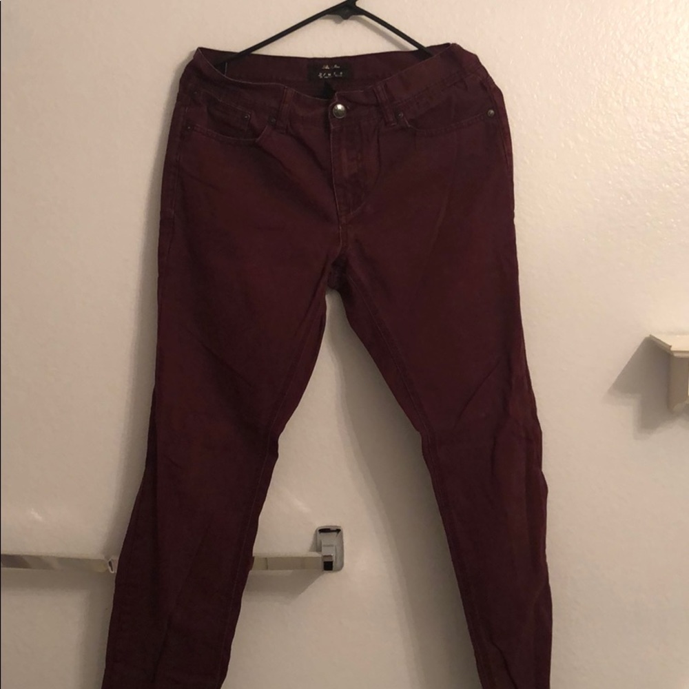 Slim Fit Maroon Pants